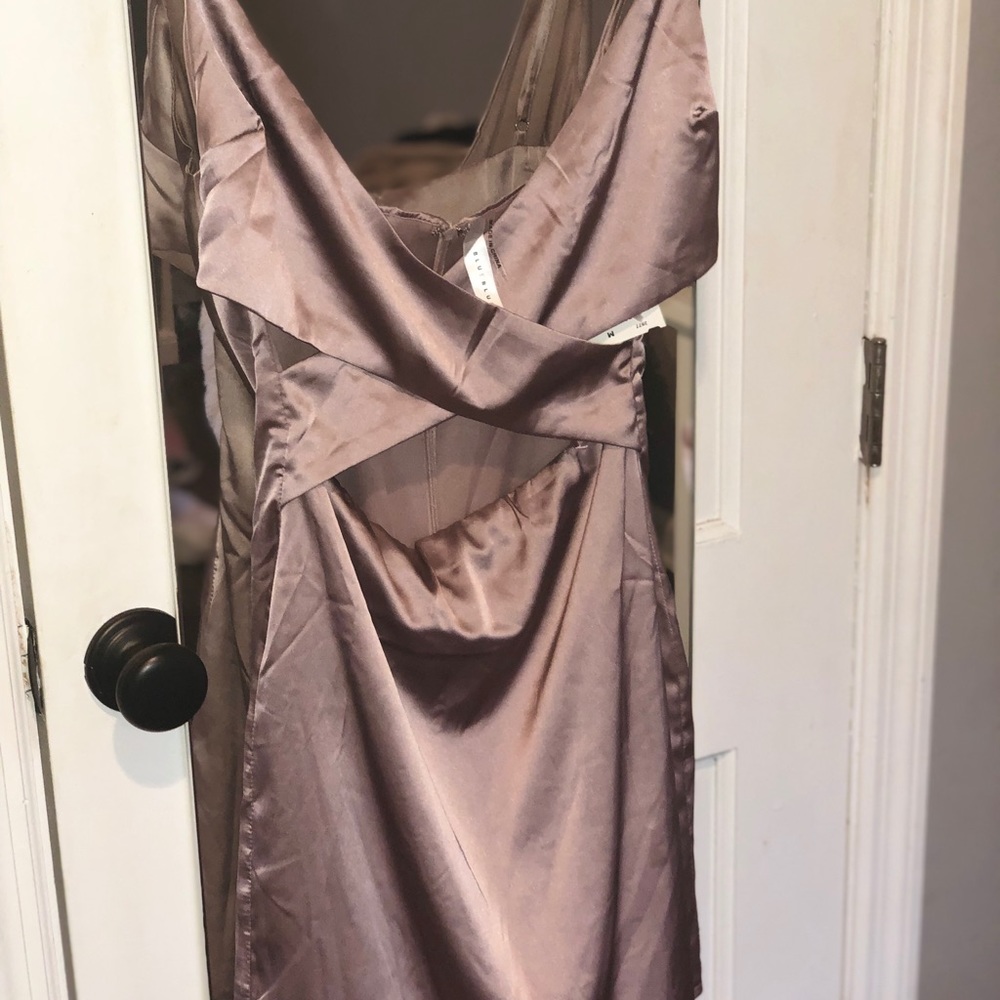 light purple satin party dress